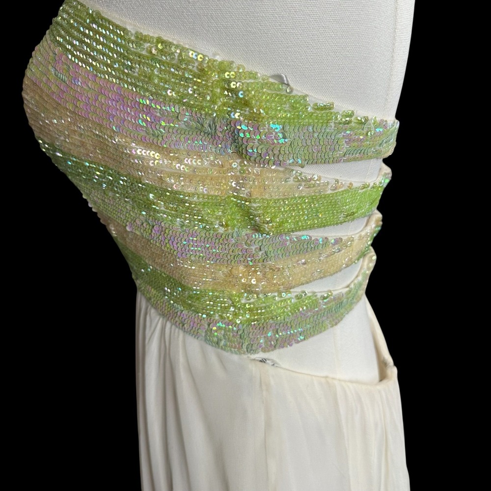 Sherri Hill 6 White Silk Beaded Strapless Gown Open Back Prom Pageant Dress - Picture 9 of 11